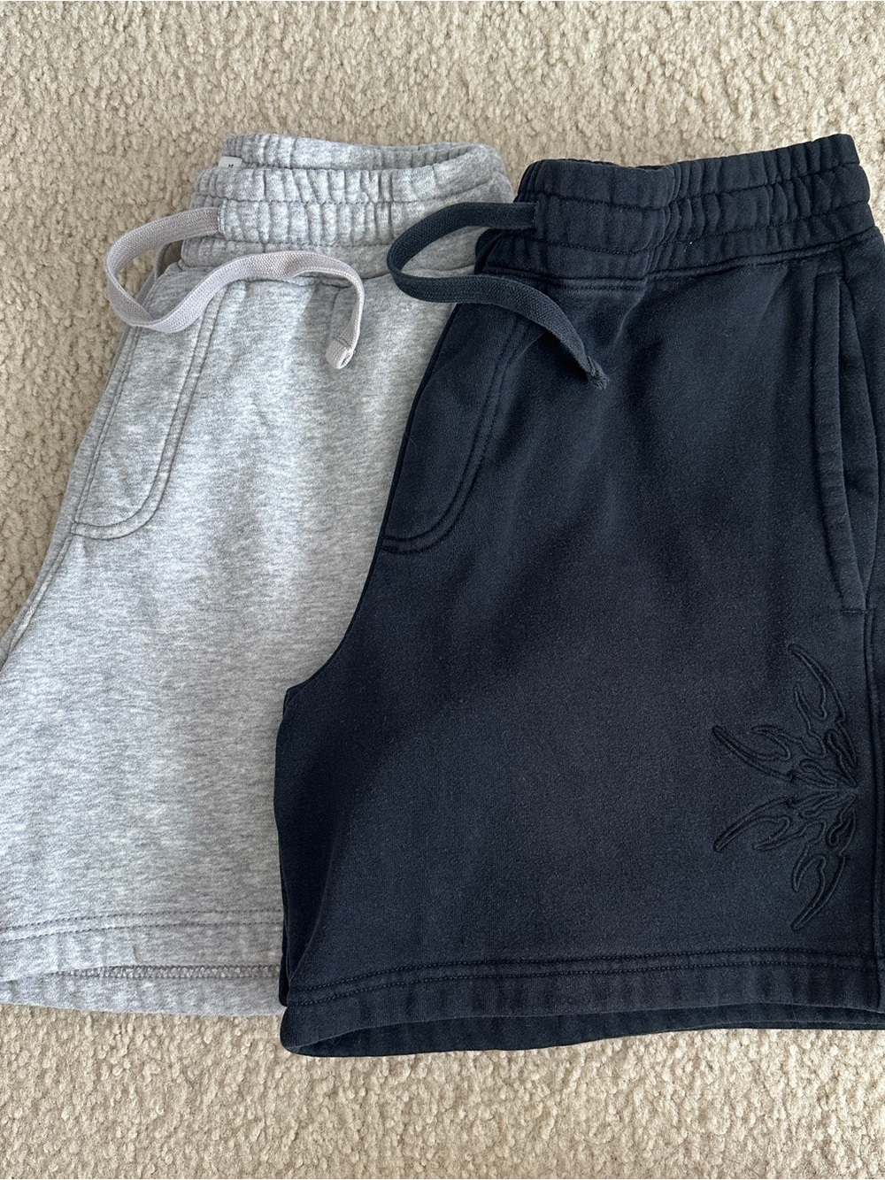 Hollister Bundle of Men’s Fleece Drawstring Shorts - Black & Light Gray